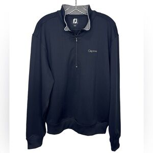 FootJoy men’s 1/4 zip pullover black w black/white stripe inside collar - Medium